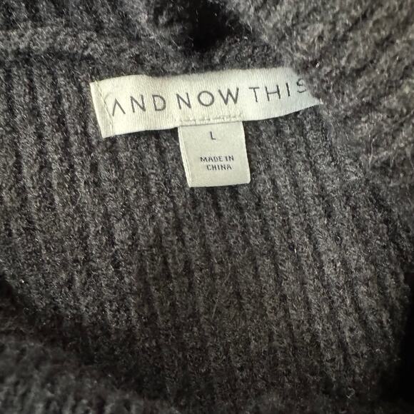 And Now This Men's Soft Knit Textured Sweater Hoodie Black Size L NWT - Picture 5 of 6